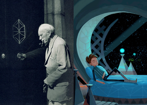 Left: Carl G. Jung. Right Photo: Broken Age / Double Fine Productions